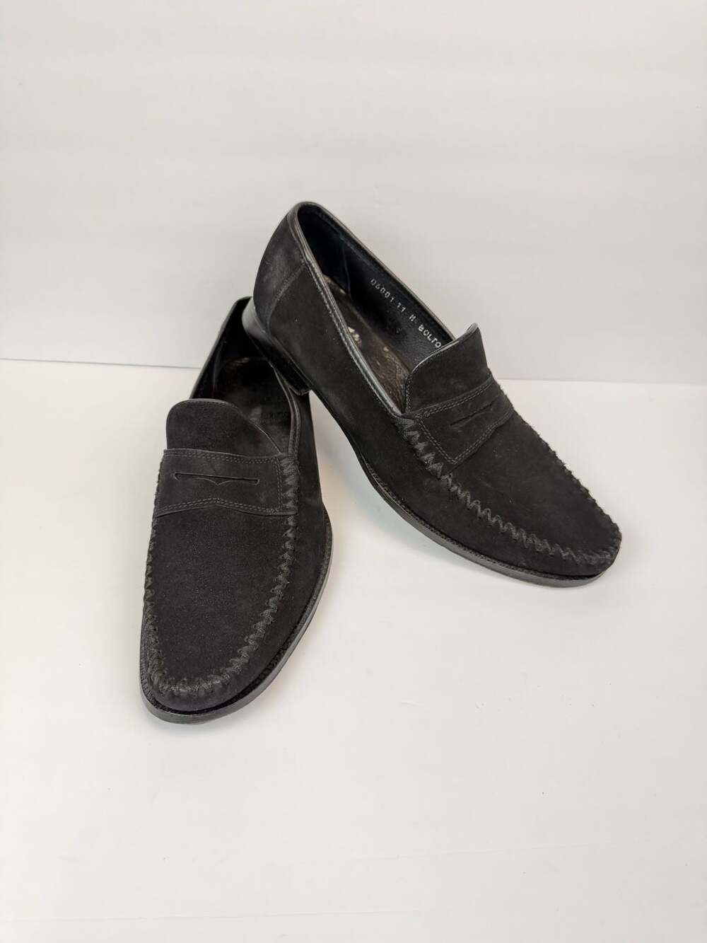 Bruno Magli Bolton Black Suede Moc Toe Penny Loafers Leather Size 11M